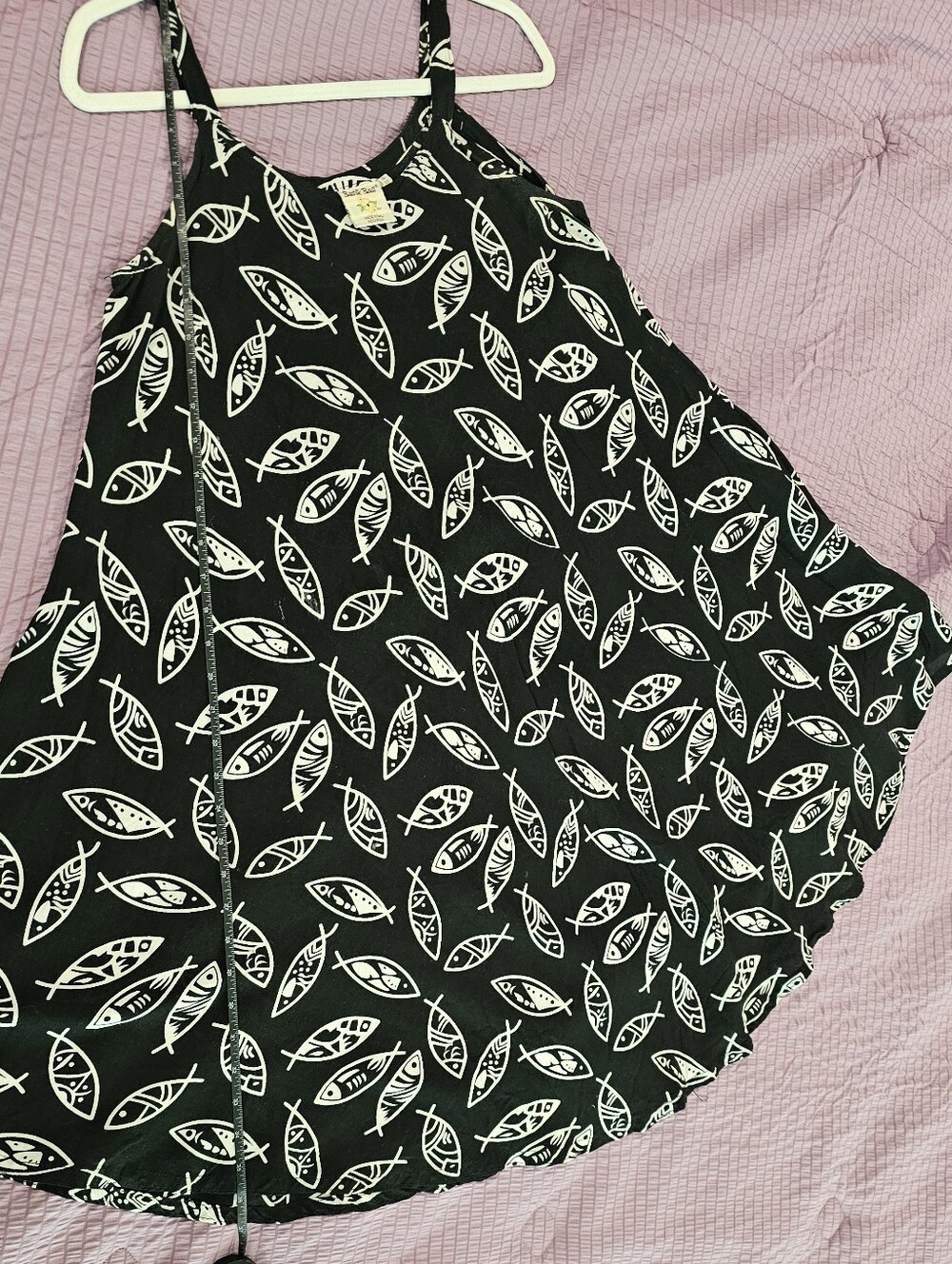 Women's Black White Fish Print Dress